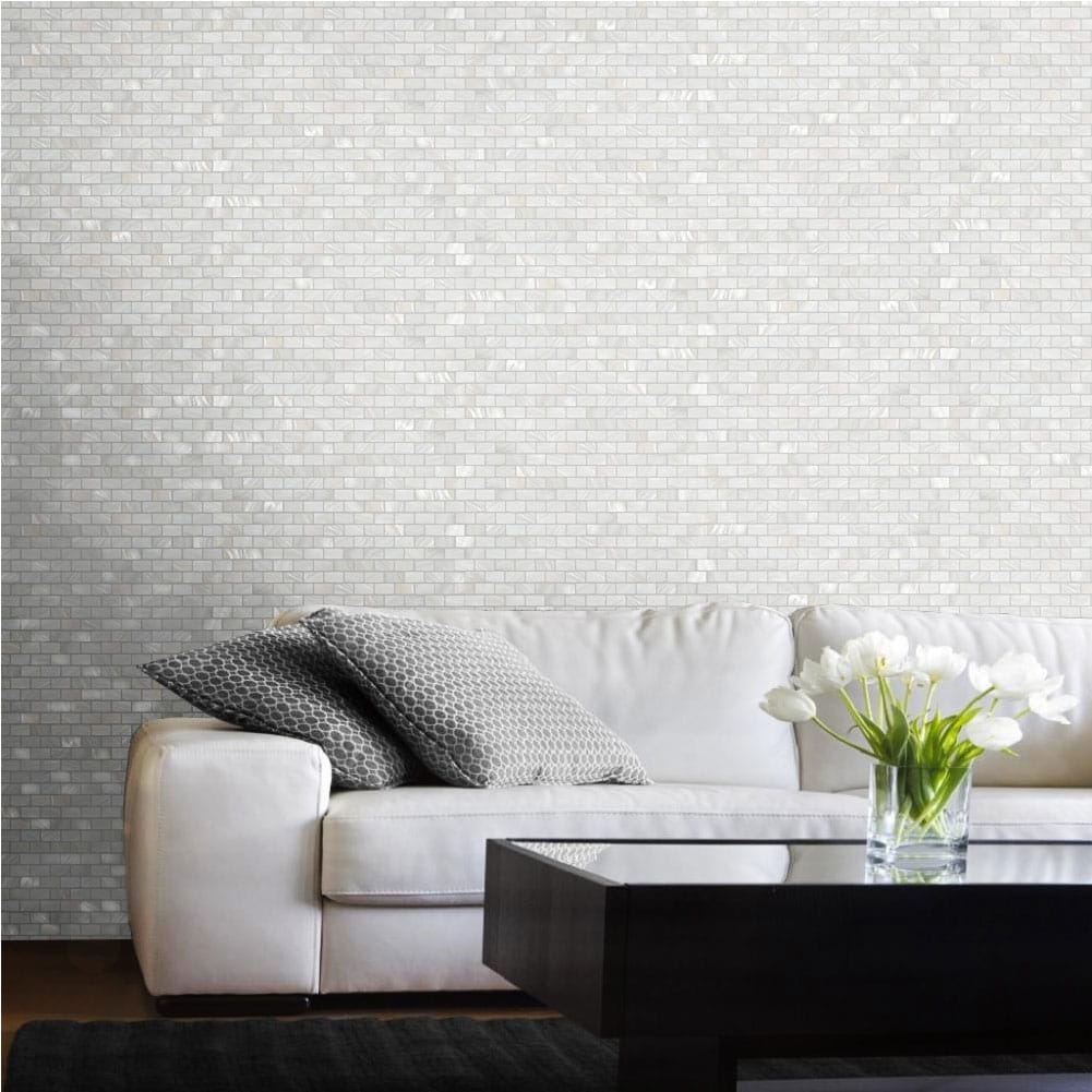 Mother of Pearl Shell Subway Mosaic Tile (White, 10-Pack)